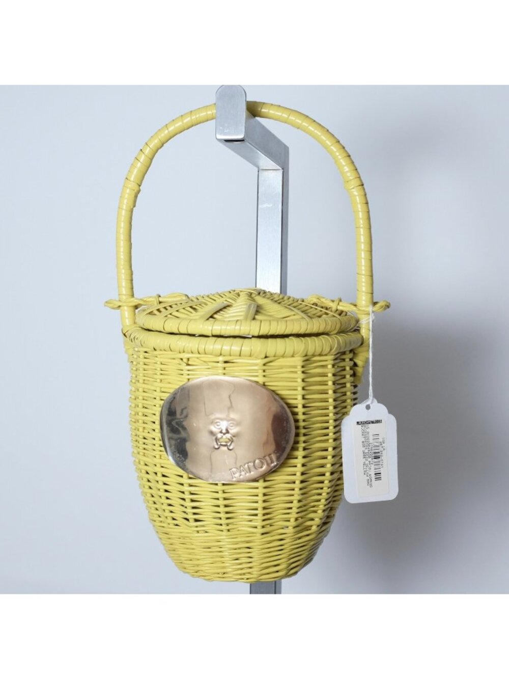 Patou Handbag Raffia Bag Gold Plaque Wicker